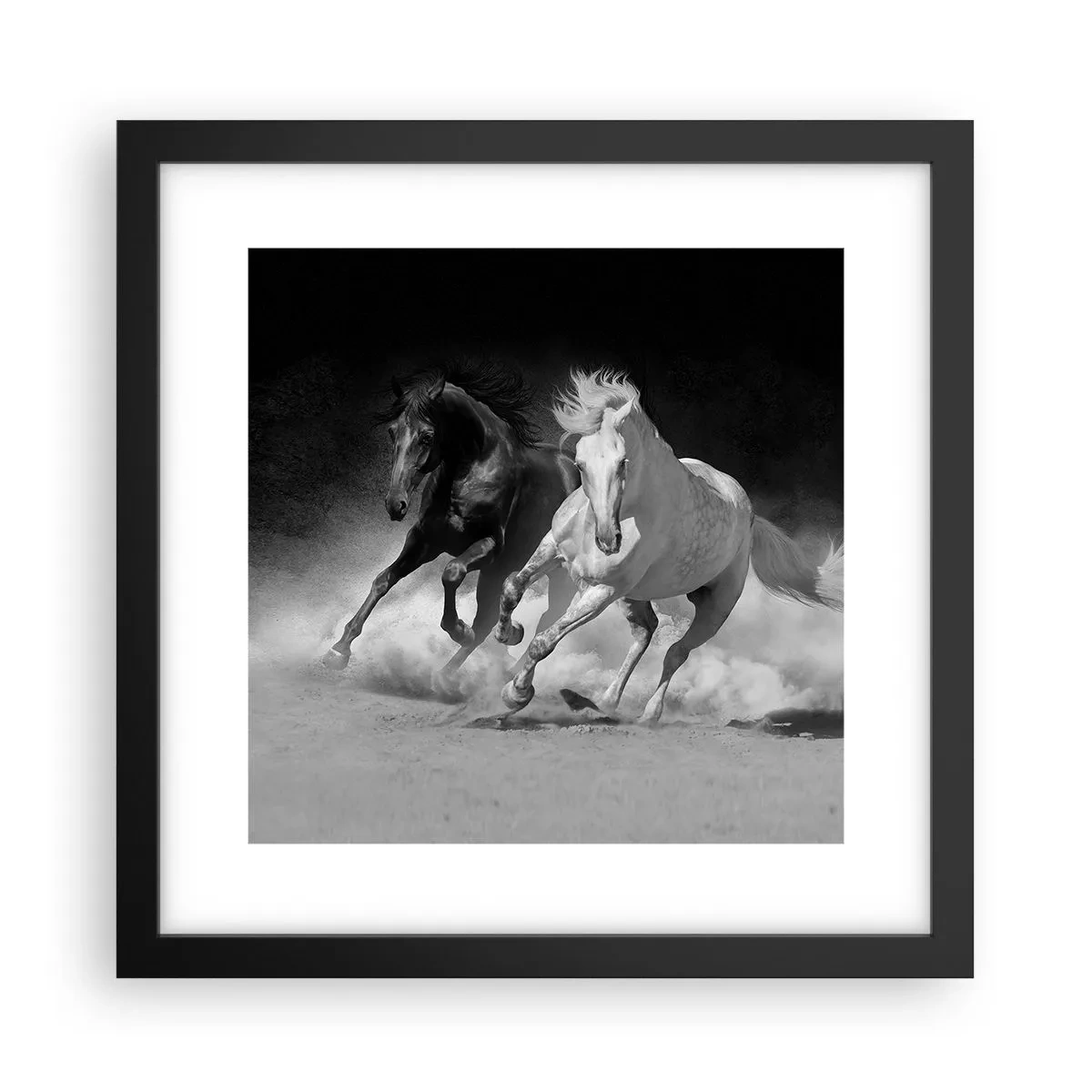 Poster in einem schwarzem Rahmen - Galopp der Freiheit - 30x30 cm