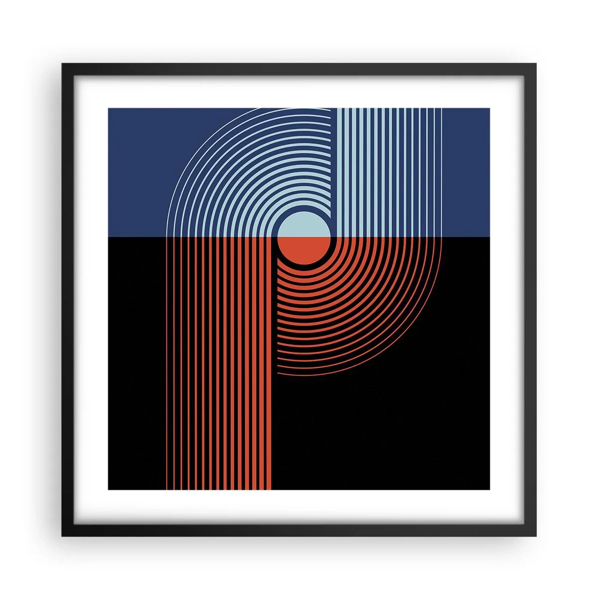 Poster in einem schwarzem Rahmen - In einer geometrischen Umarmung - 50x50 cm