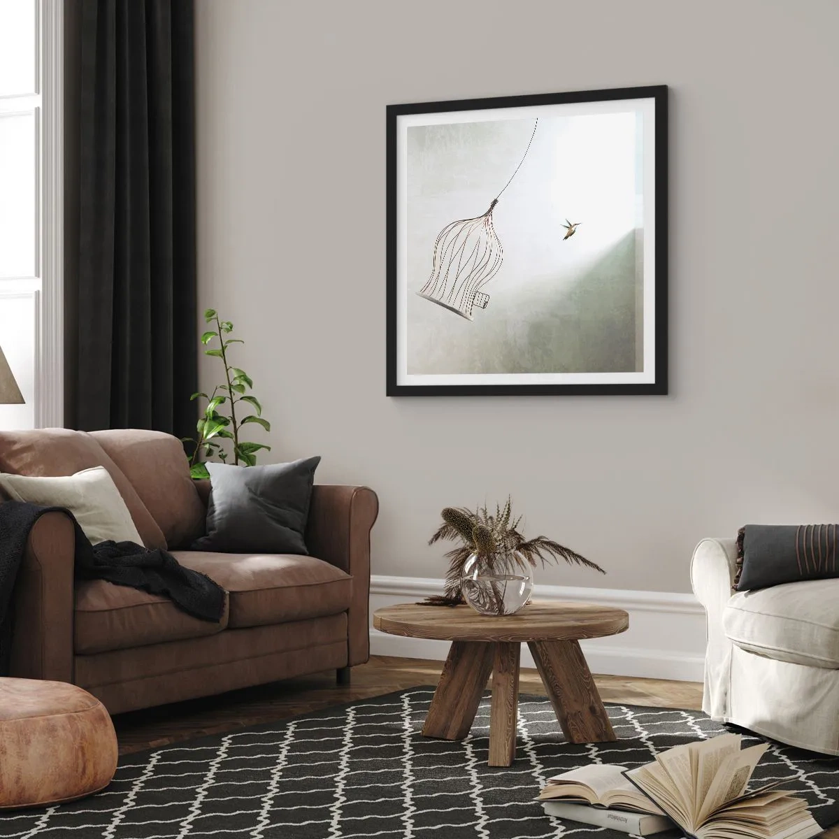 Poster in einem schwarzem Rahmen - In seinem Element - 60x60 cm