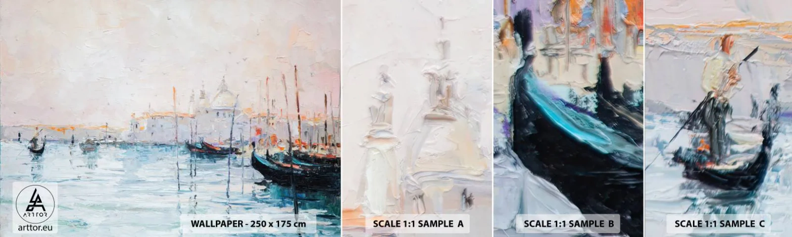 Fototapeten Muster Selbstklebend Deluxe Sticker - Hinter dem Wasser, hinter dem Nebel - Stück, Stadt, Venedig - 100x30 cm