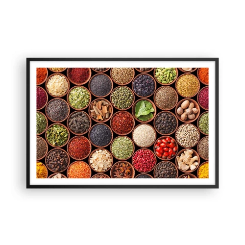 Poster in einem schwarzem Rahmen - Alle Aromen der Welt - 91x61 cm