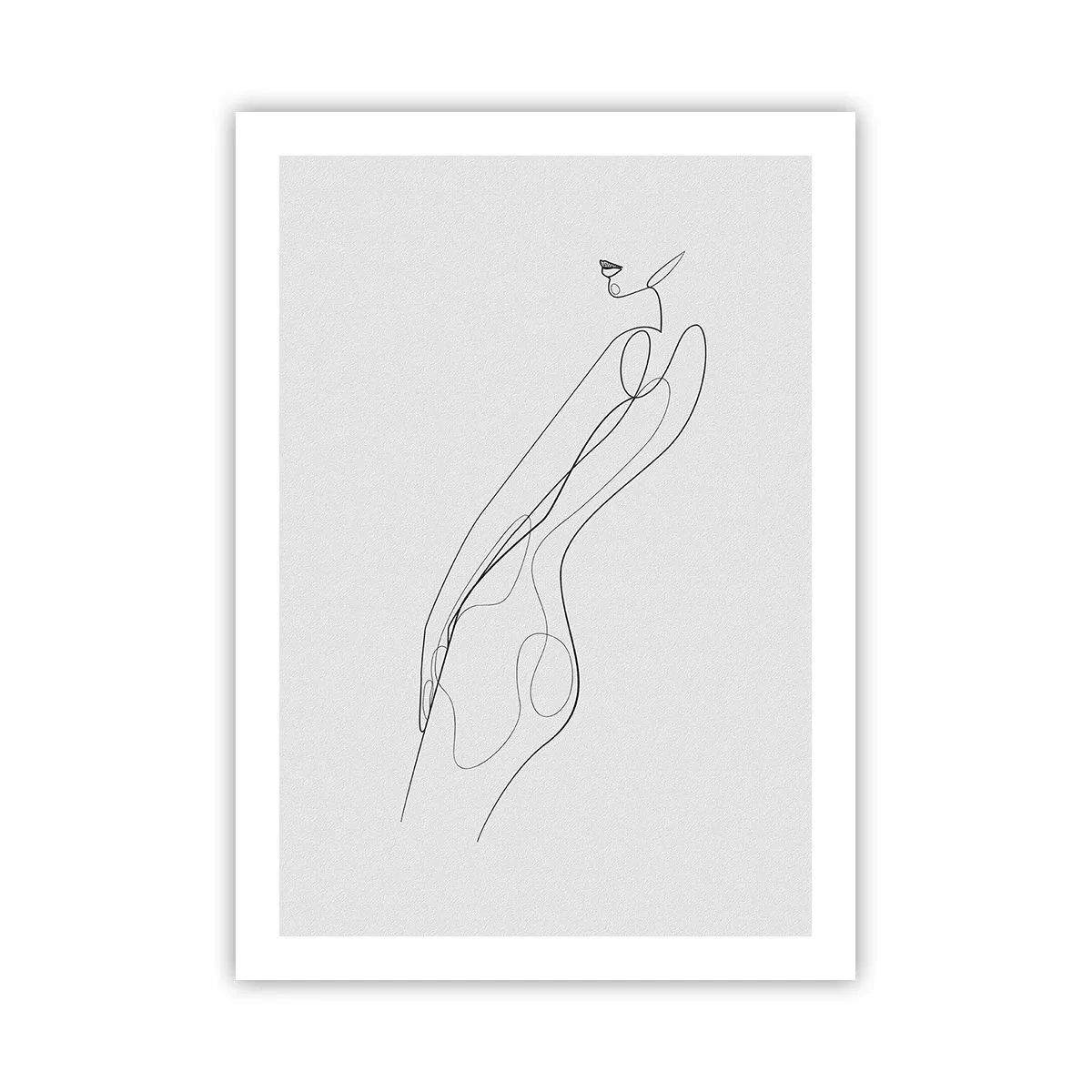 Poster - Eine minimalistische Skizze einer weiblichen Silhouette vor hellem Hintergrund. - 50x70cm - Bloß ein Versprechen - Moderne Wanddekoration für Wohnzimmer und Schlafzimmer ARTTOR