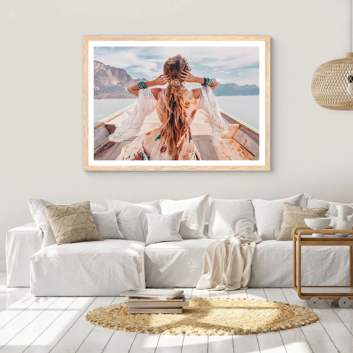 Poster in einem Rahmen aus heller Eiche - Auf dem Weg zum Glück - 91x61 cm