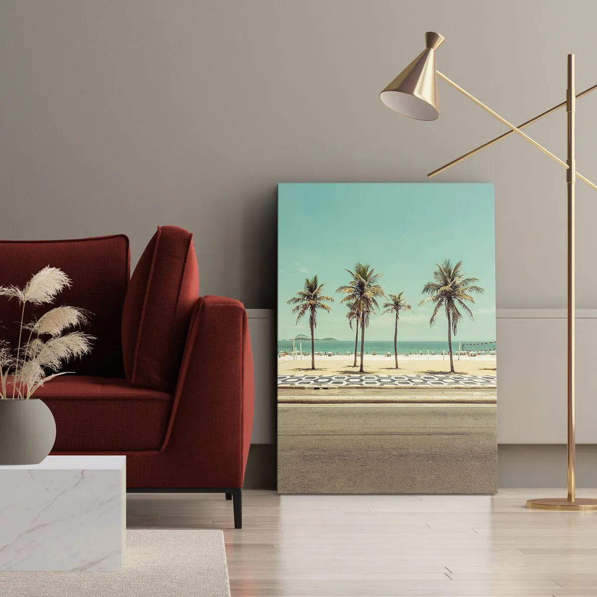 Bild auf Leinwand - Leinwandbild - Beim Bewachen des Strandes - 55x100 cm
