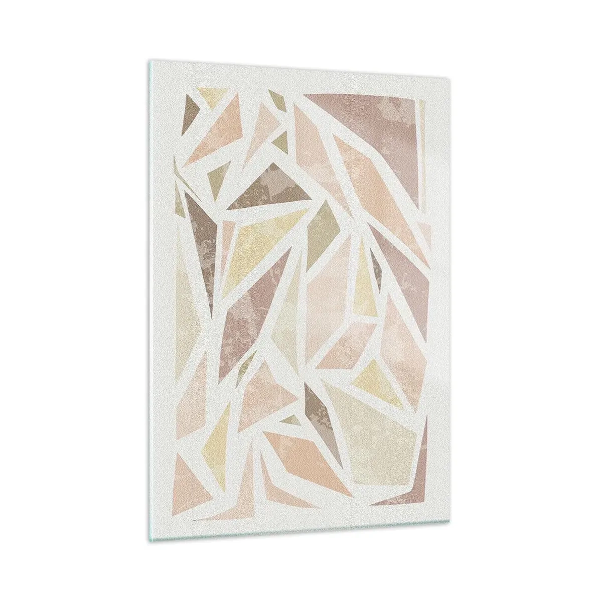 Glasbild - Bild auf glas - Geometrisches Mosaik in Pastellfarben auf hellem Hintergrund - 50x70cm - Buntglas-Komposition - Moderne Wanddekoration für Wohnzimmer und Schlafzimmer ARTTOR