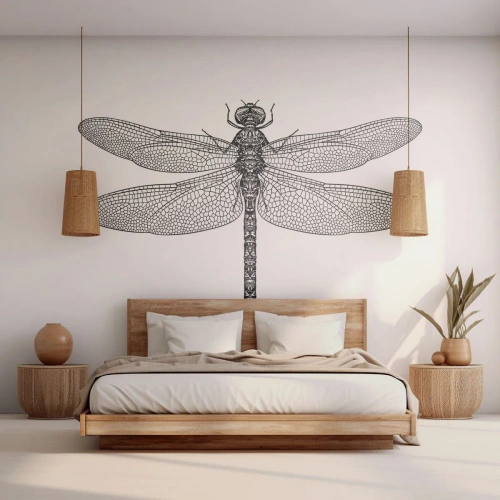Fototapete Premium Canvas - Präzision der Natur - Libelle, Insekt, Minimalistisch - 500x350 cm