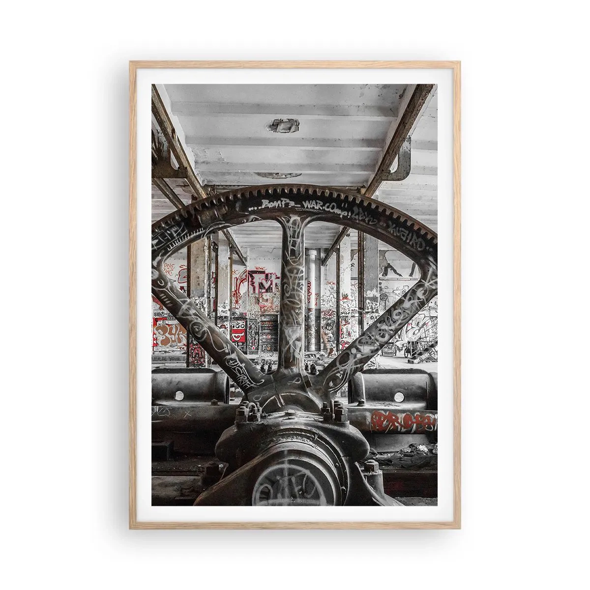 Poster in einem Rahmen aus heller Eiche - Das geheime Leben der Fabrik - 70x100 cm