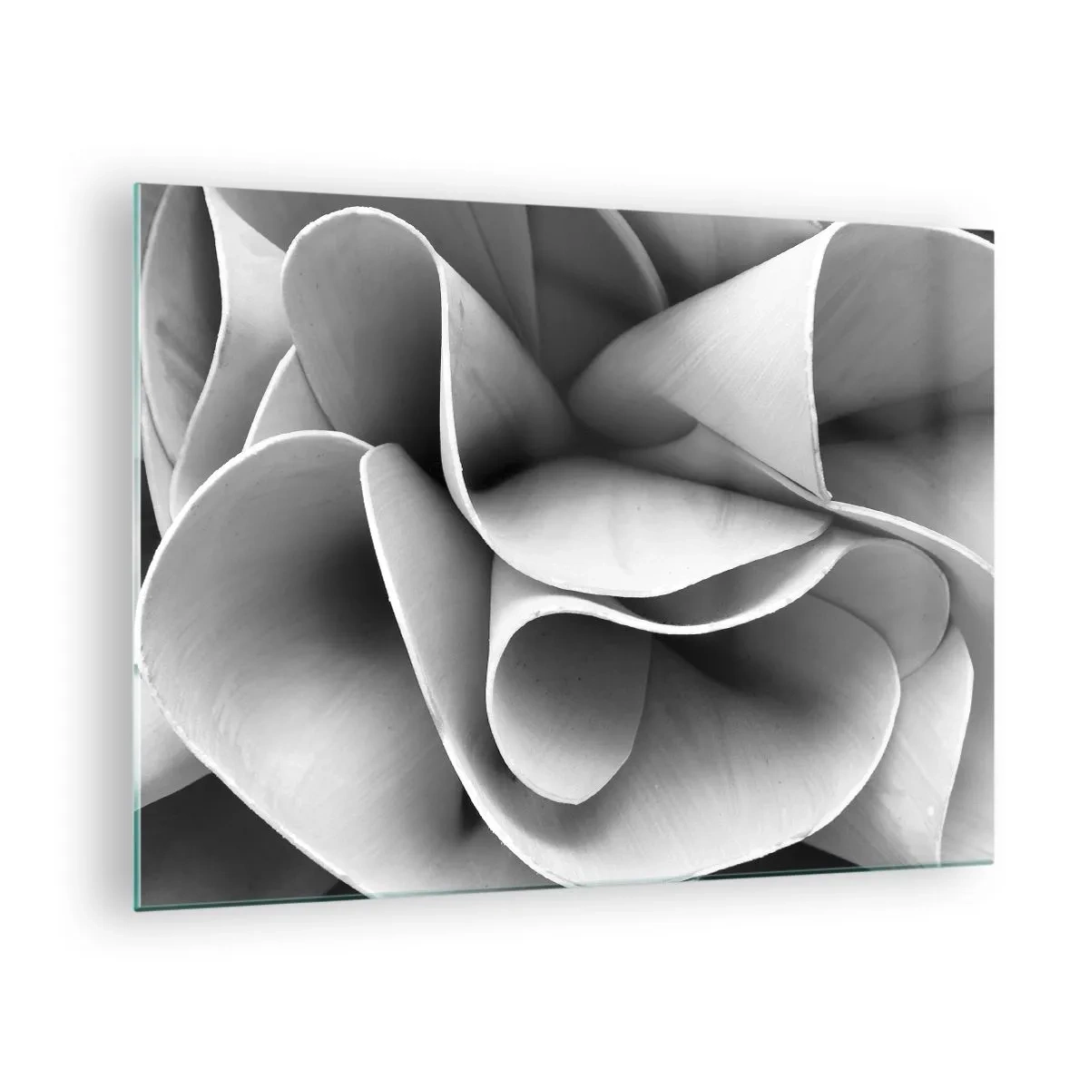 Glasbild - Bild auf glas - Schwarz-Weiß-Nahaufnahme abstrakter Spiralformen - 70x50cm - Es passiert im Weltraum - Moderne Wanddekoration für Wohnzimmer und Schlafzimmer ARTTOR