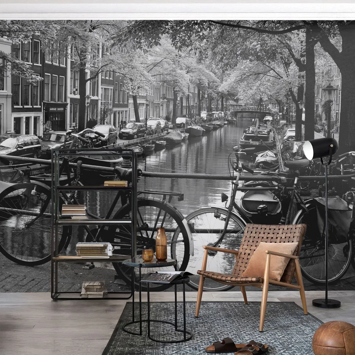 Selbstklebende Fototapete Deluxe Sticker - Ein sehr holländischer Anblick - Amsterdam, Fahrrad, Die Architektur - 200x140 cm