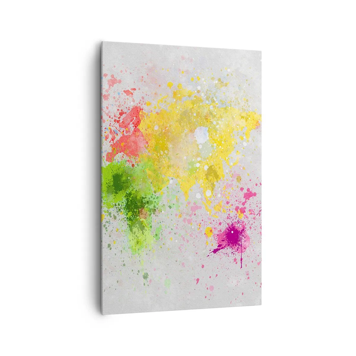 Bild auf Leinwand - Leinwandbild - Eine Weltkarte in farbenfroher Aquarell-Interpretation - 80x120cm - Alle Farben der Welt - Moderne Wanddekoration für Wohnzimmer und Schlafzimmer ARTTOR