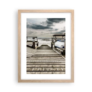 Poster in einem Rahmen aus heller Eiche - Mitternachtsstrand - 30x40 cm