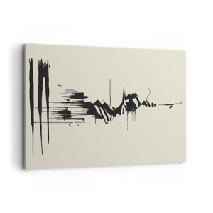 Bild auf Leinwand - Leinwandbild - Minimalistische Abstraktion mit schwarzen Linien auf hellem Hintergrund - 100x70cm - Hastige Abstraktion - Moderne Wanddekoration für Wohnzimmer und Schlafzimmer ARTTOR