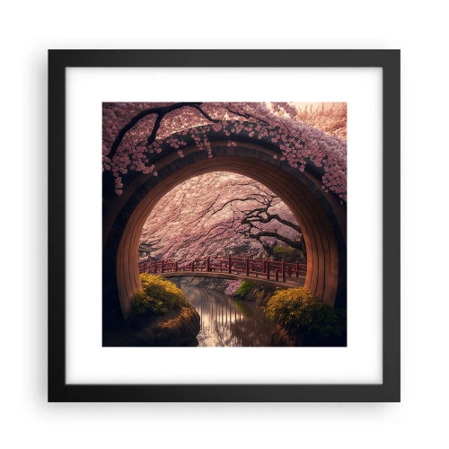 Poster in einem schwarzem Rahmen - Japanischer Frühling - 30x30 cm