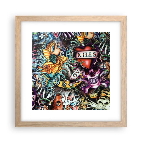 Poster in einem Rahmen aus heller Eiche - Der Traum des Tätowierers - 30x30 cm