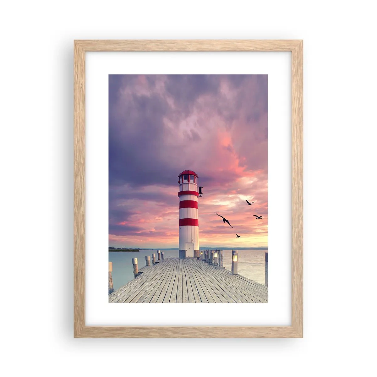 Poster in einem Rahmen aus heller Eiche - Es ist Zeit zum Hafen zu gehen - 30x40 cm