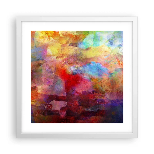 Poster in einem weißen Rahmen - Schau in den Regenbogen - 40x40 cm
