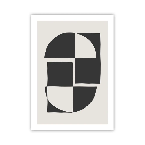 Poster - Geometrische Komposition in Schwarzweiß - 50x70cm - Antithese - Synthese - Moderne Wanddekoration für Wohnzimmer und Schlafzimmer ARTTOR