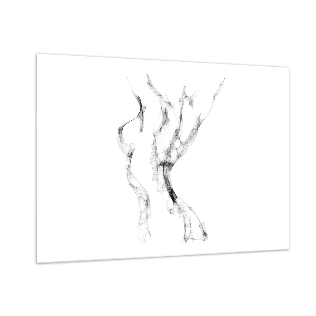 Glasbild - Bild auf glas - Abstrakte weibliche Umrisse aus schwarzen, rauchigen Linien - 100x70cm - Schön und stark - Moderne Wanddekoration für Wohnzimmer und Schlafzimmer ARTTOR
