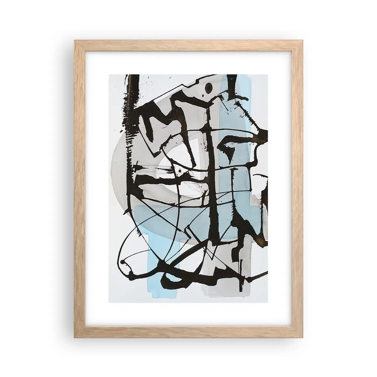 Poster in einem Rahmen aus heller Eiche - Trotzdem blau - 30x40 cm