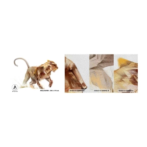 Fototapeten Muster Premium Sand - Wilde Anmut - Tiere, Löwe, Abstraktion - 100x30 cm