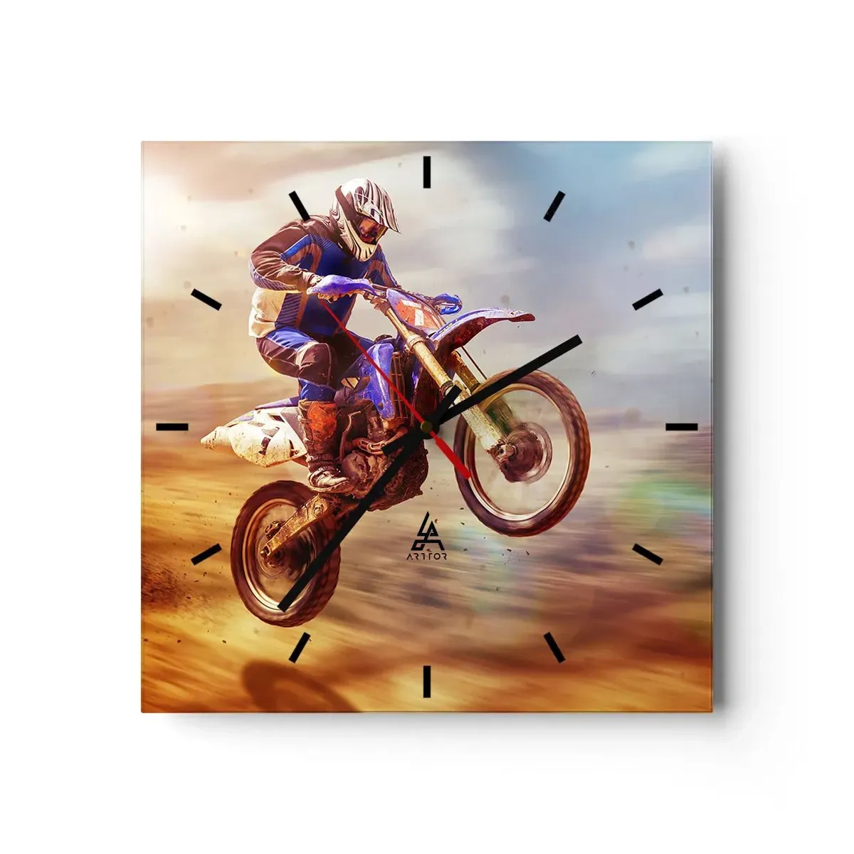Wanduhr - Glasuhr - Motorradschwindel - 40x40 cm