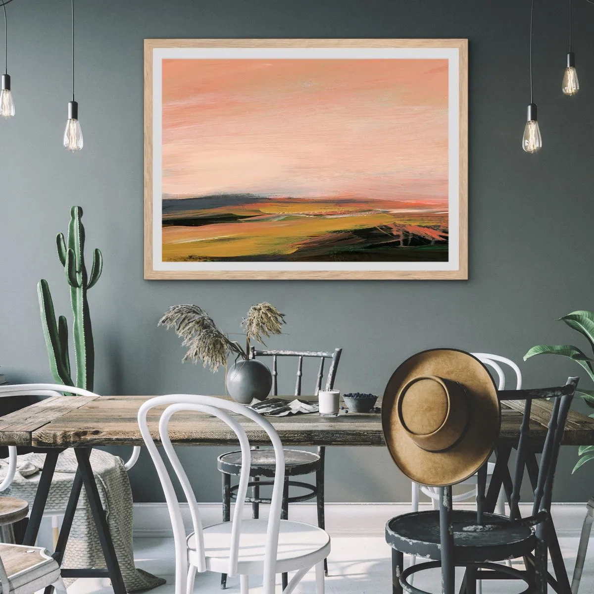 Poster in einem Rahmen aus heller Eiche - In Rosatönen - 70x50 cm