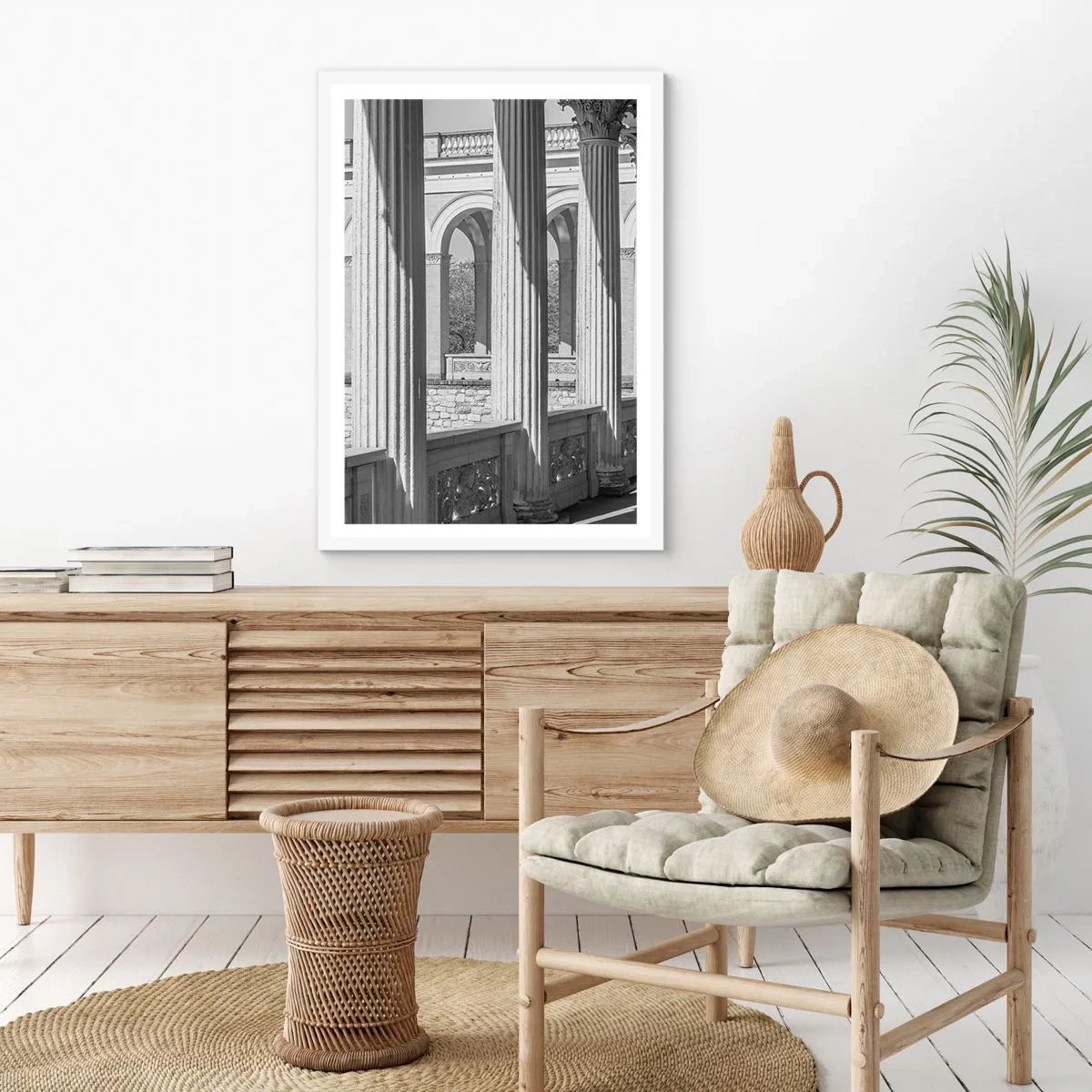 Poster in einem weißen Rahmen - Sonnige Arkade - 40x50 cm