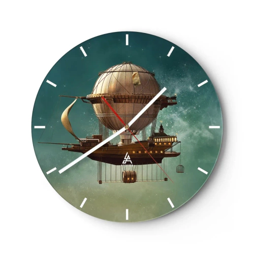 Wanduhr - Glasuhr - Jules Verne sagt Hallo - 40x40 cm