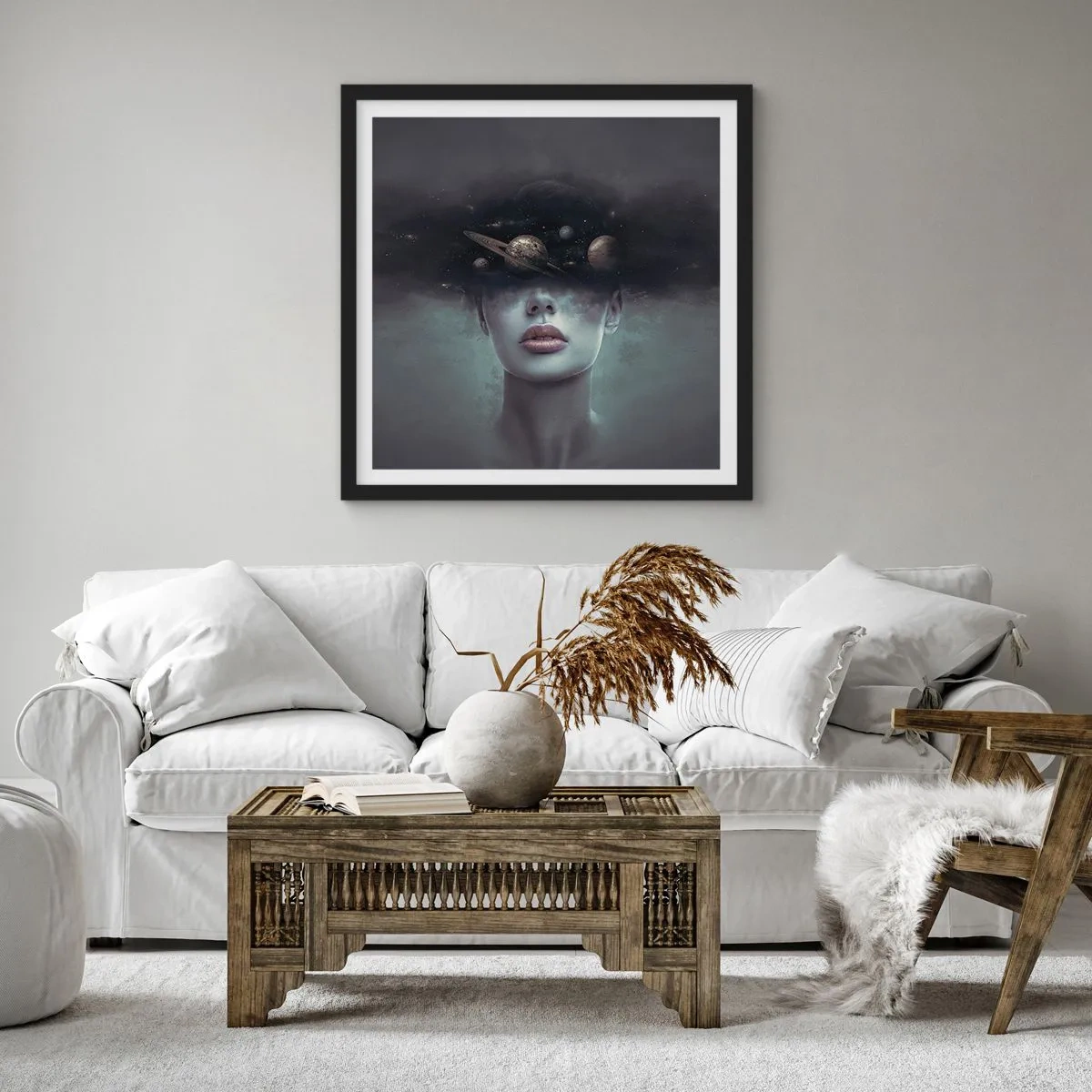 Poster in einem schwarzem Rahmen - Und die Planeten spielen verrückt ... - 60x60 cm