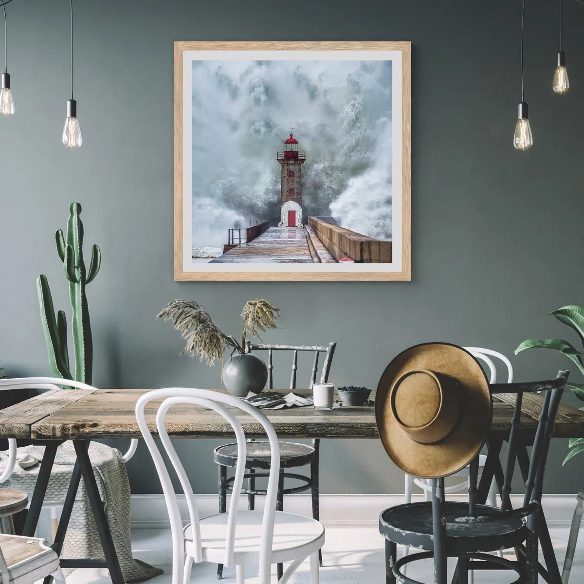 Poster in einem Rahmen aus heller Eiche - Das Rauschen des Wassers, der Lärm wird wehen - 50x50 cm