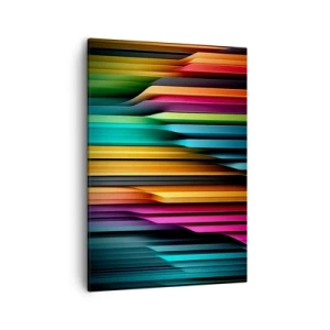 Bild auf Leinwand - Leinwandbild - Bunte vertikale Linien erzeugen eine dynamische Abstraktion. - 50x70cm - Lichtorgan - Moderne Wanddekoration für Wohnzimmer und Schlafzimmer ARTTOR