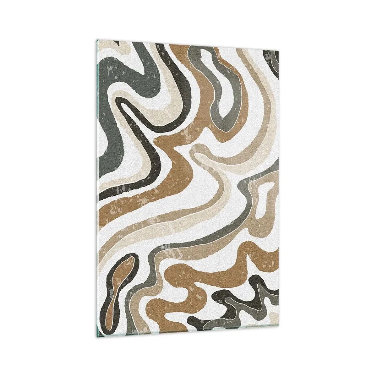 Glasbild - Bild auf glas - Erdige Muster in Braun- und Grüntönen - 80x120cm - Mäander in Erdfarben - Moderne Wanddekoration für Wohnzimmer und Schlafzimmer ARTTOR