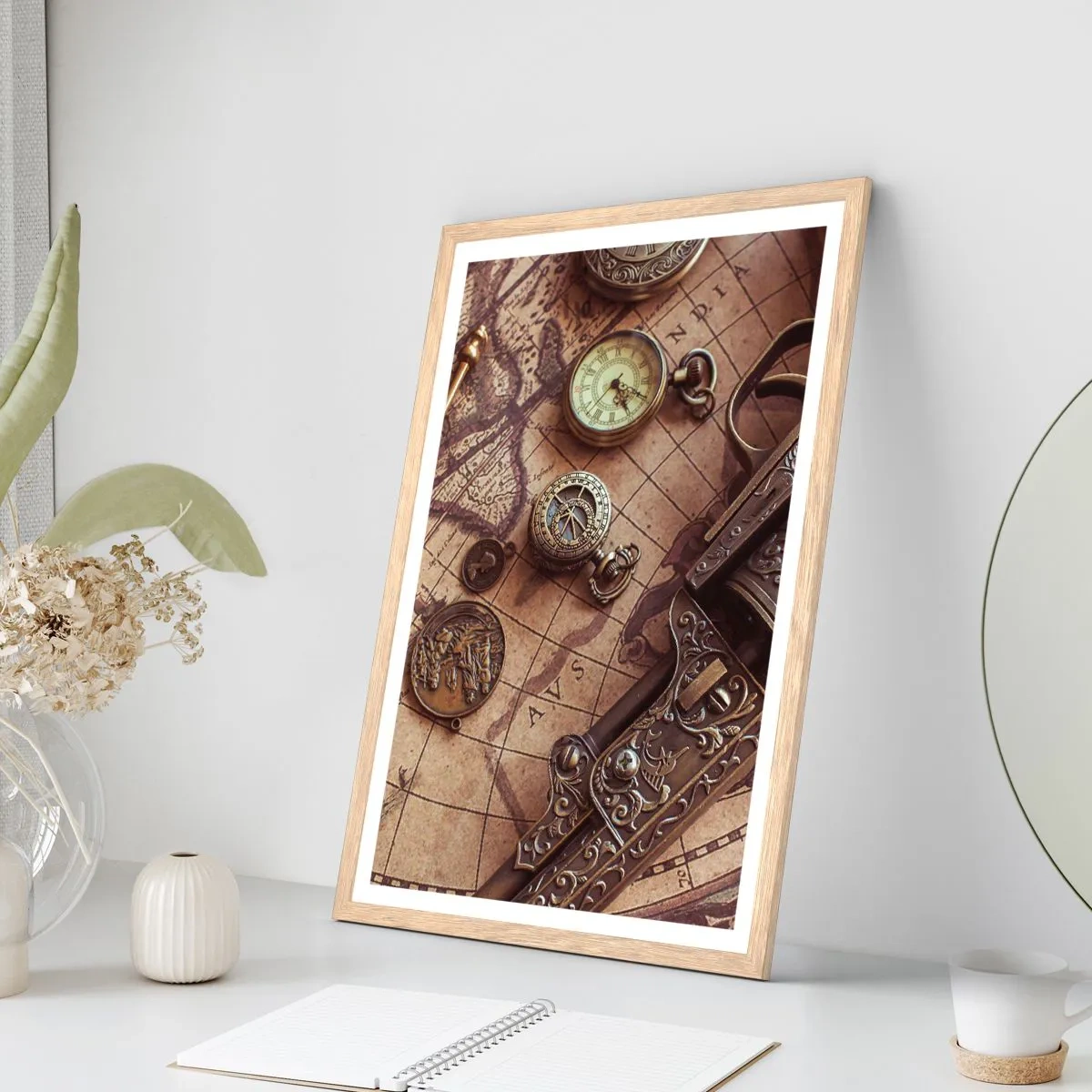 Poster in einem Rahmen aus heller Eiche - Das Abenteuer ruft - 50x70 cm