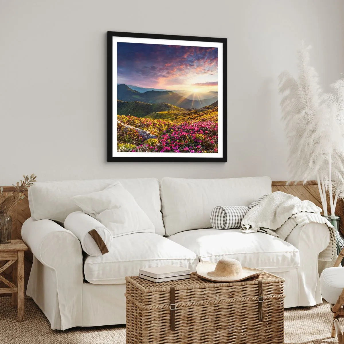 Poster in einem schwarzem Rahmen - Frische am Bergmorgen - 30x30 cm
