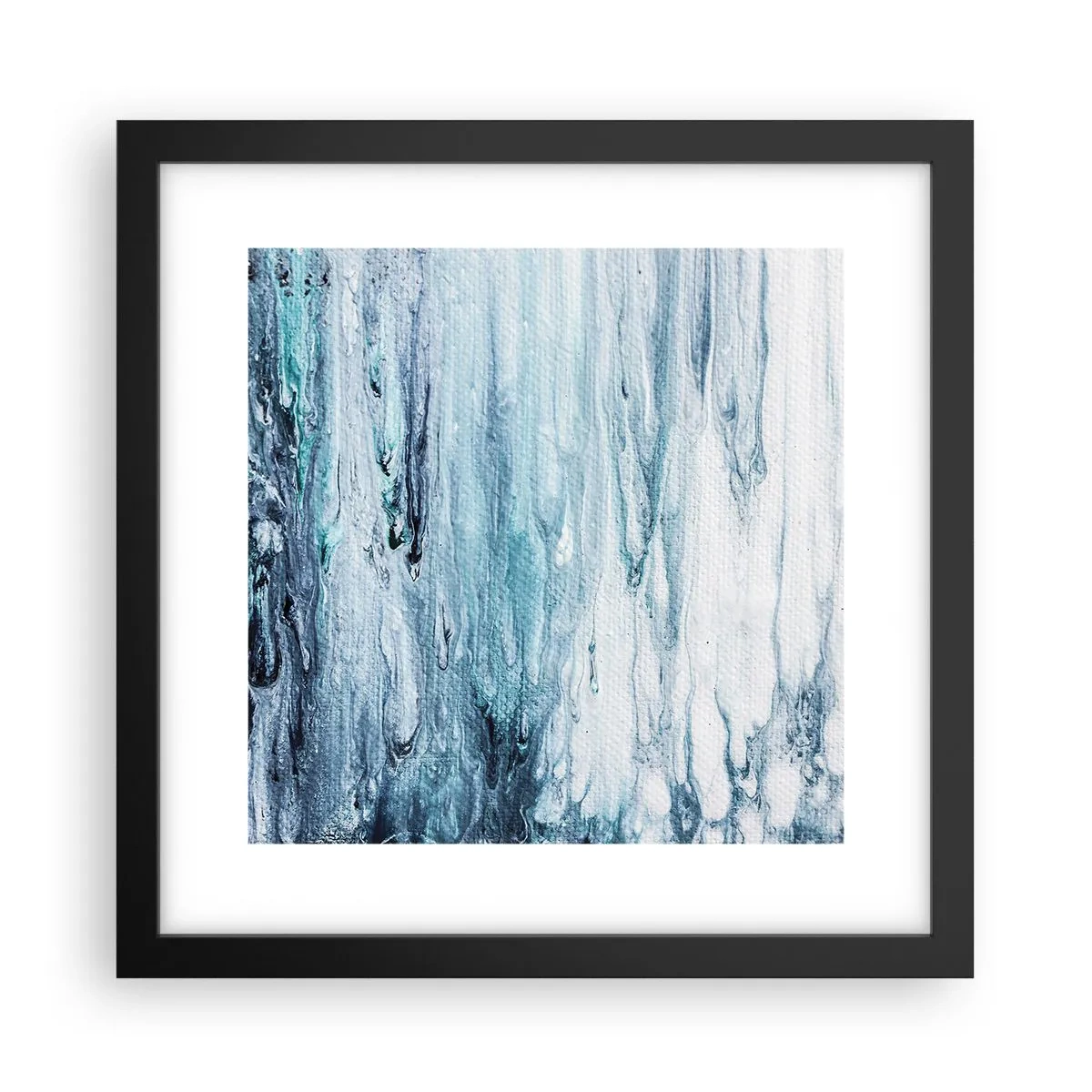 Poster in einem schwarzem Rahmen - Blaue Eiszapfen - 30x30 cm