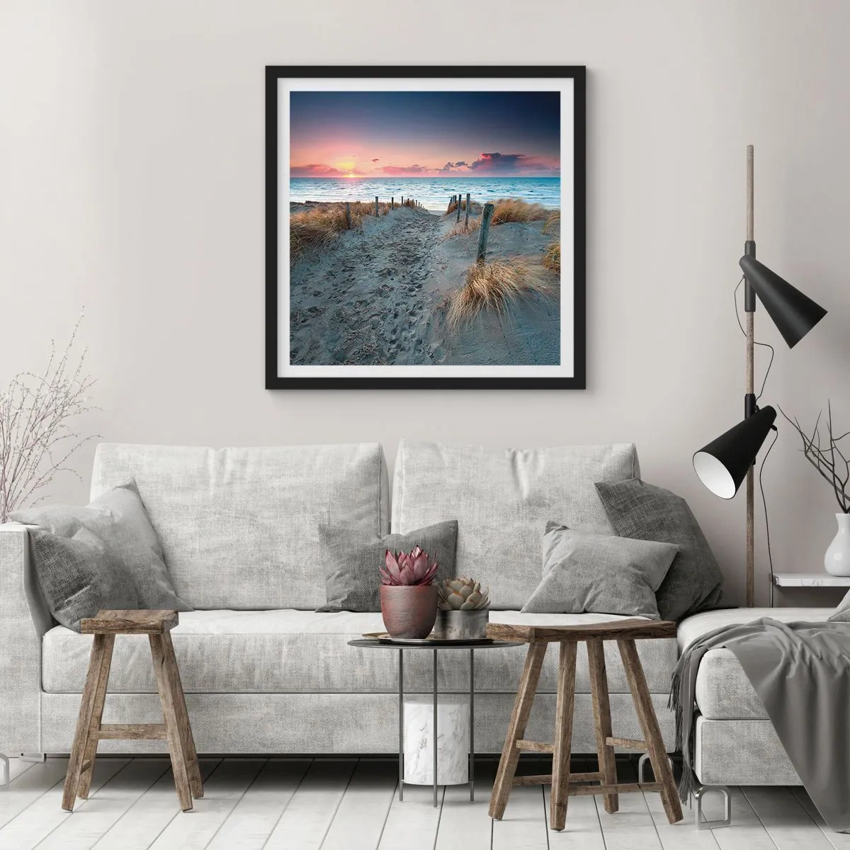 Poster in einem schwarzem Rahmen - Du hast einen Regenbogen aus strahlendem Licht verschüttet ... - 50x50 cm