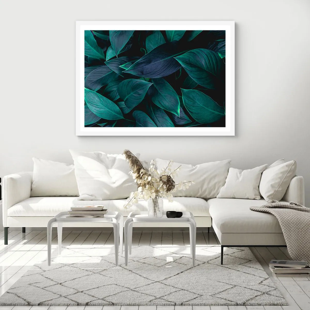 Poster in einem weißen Rahmen - Grün in sich selbst - 91x61 cm