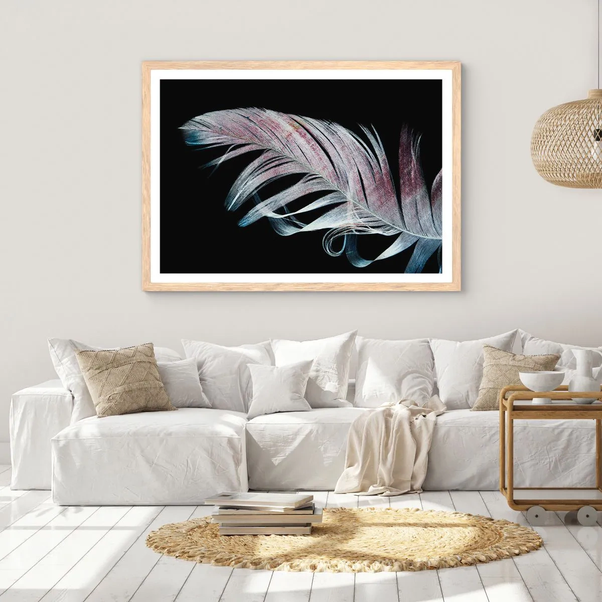 Poster in einem Rahmen aus heller Eiche - Denke an Berührung - 100x70 cm