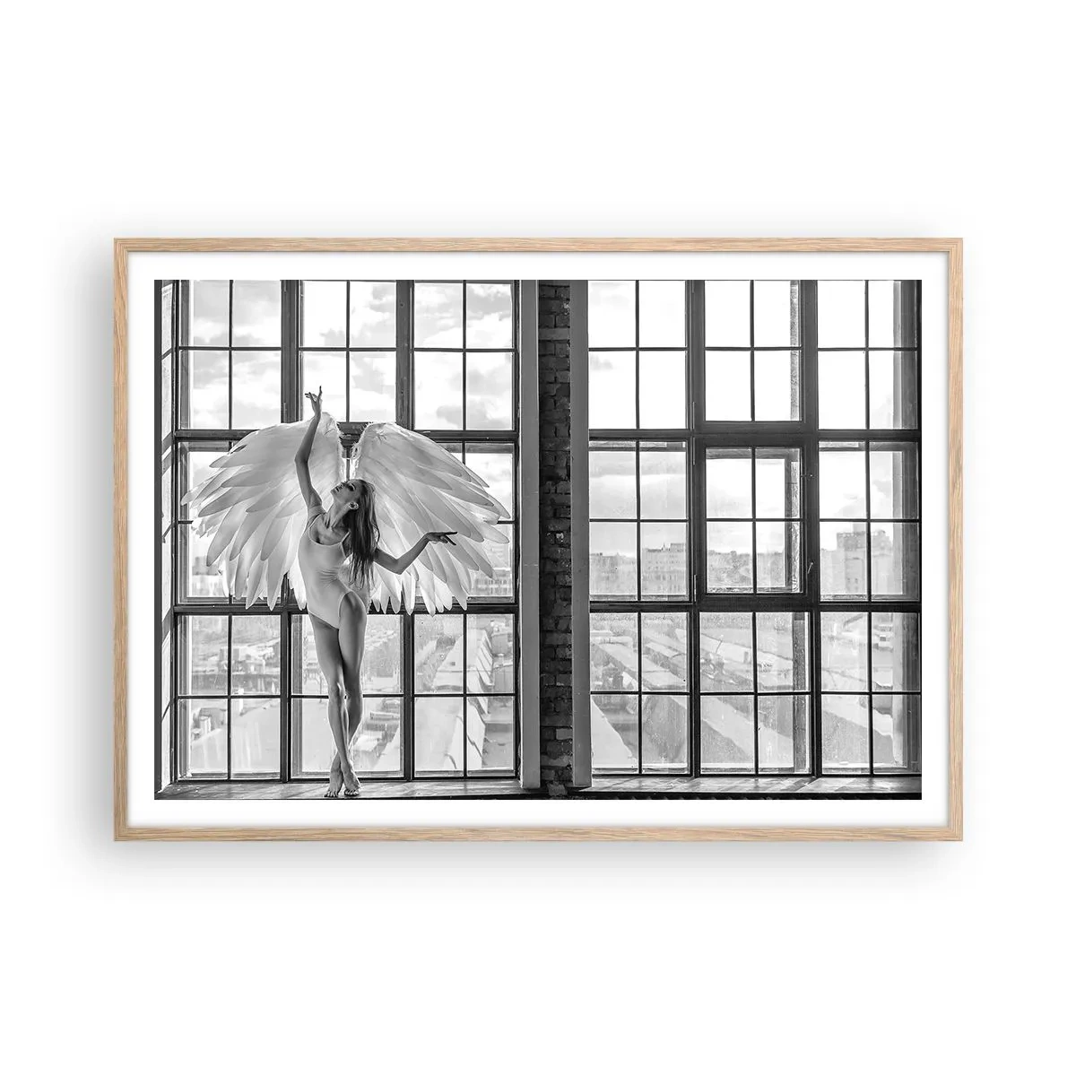 Poster in einem Rahmen aus heller Eiche - Stadt der Engel? - 100x70 cm