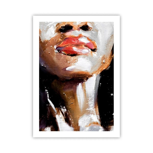 Poster - Abstraktes Porträt einer Frau mit roten Lippen - 50x70cm - Stolz ohne Vorurteile - Moderne Wanddekoration für Wohnzimmer und Schlafzimmer ARTTOR