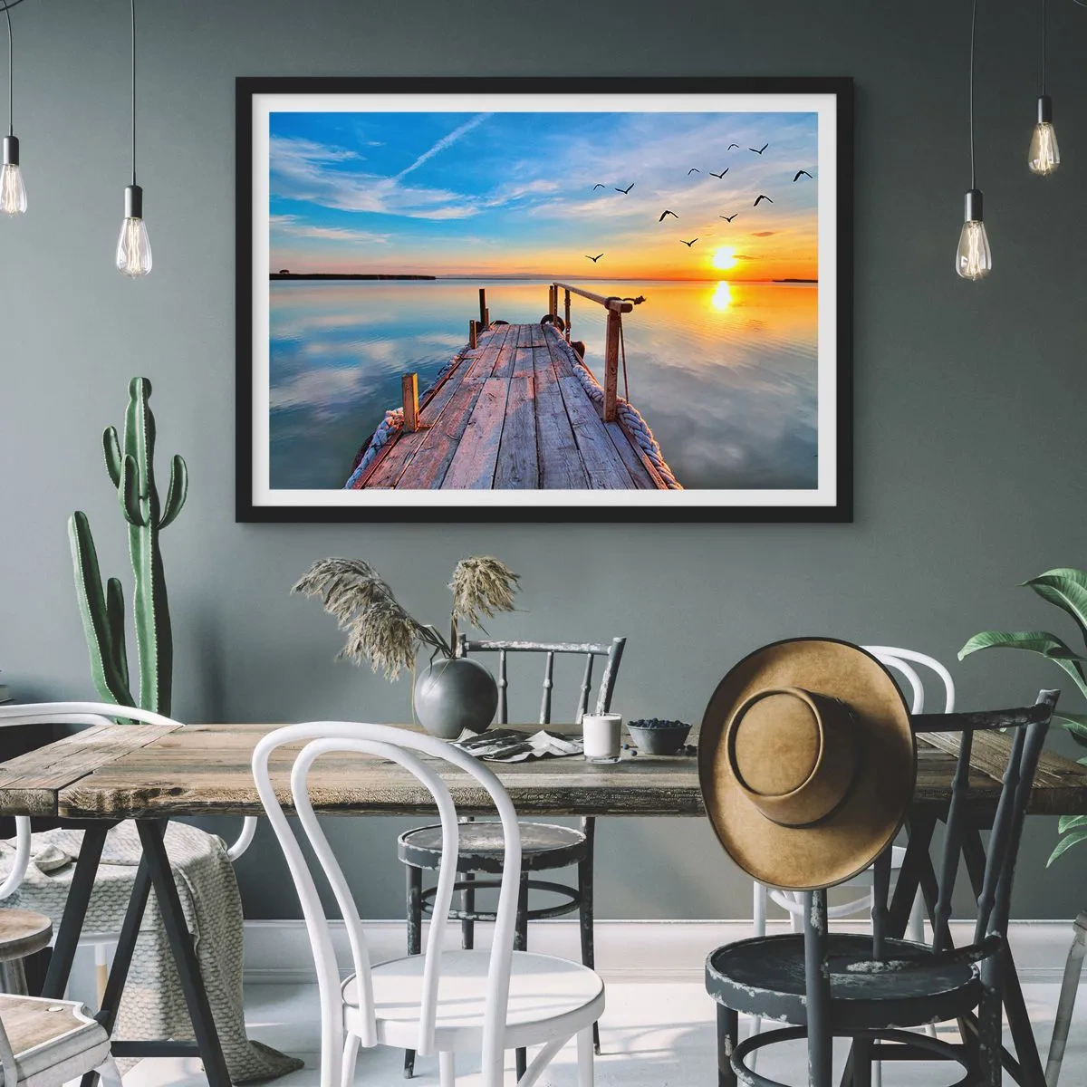 Poster in einem schwarzem Rahmen - Lauf direkt der Sonne entgegen - 40x30 cm