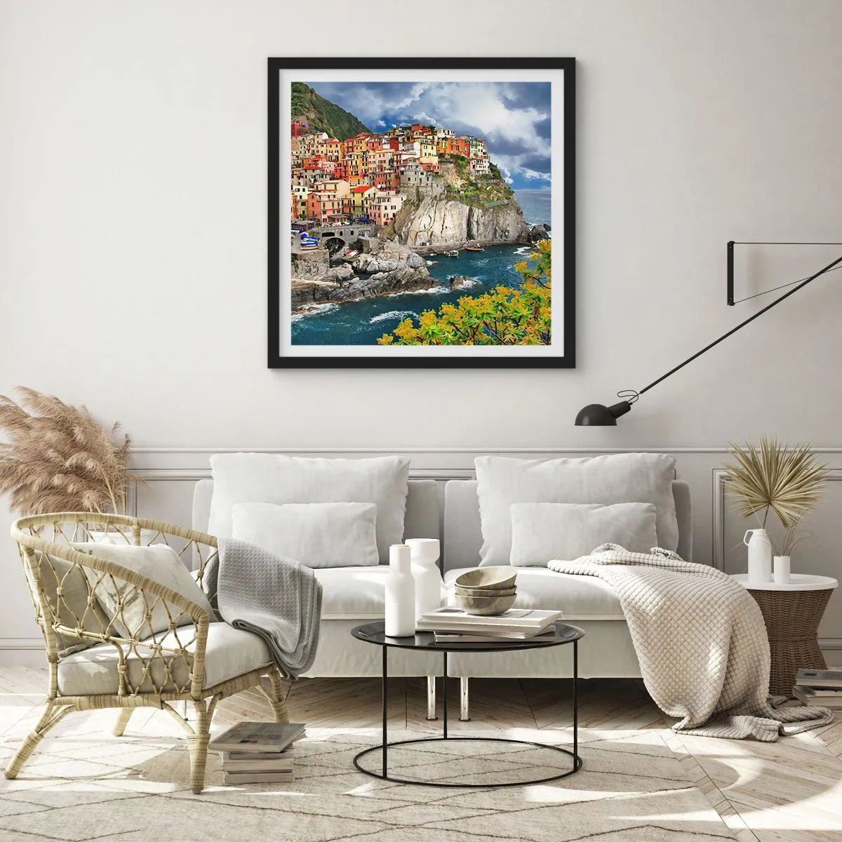 Poster in einem schwarzem Rahmen - Eine Gruppe umarmt die Felsen - 40x40 cm