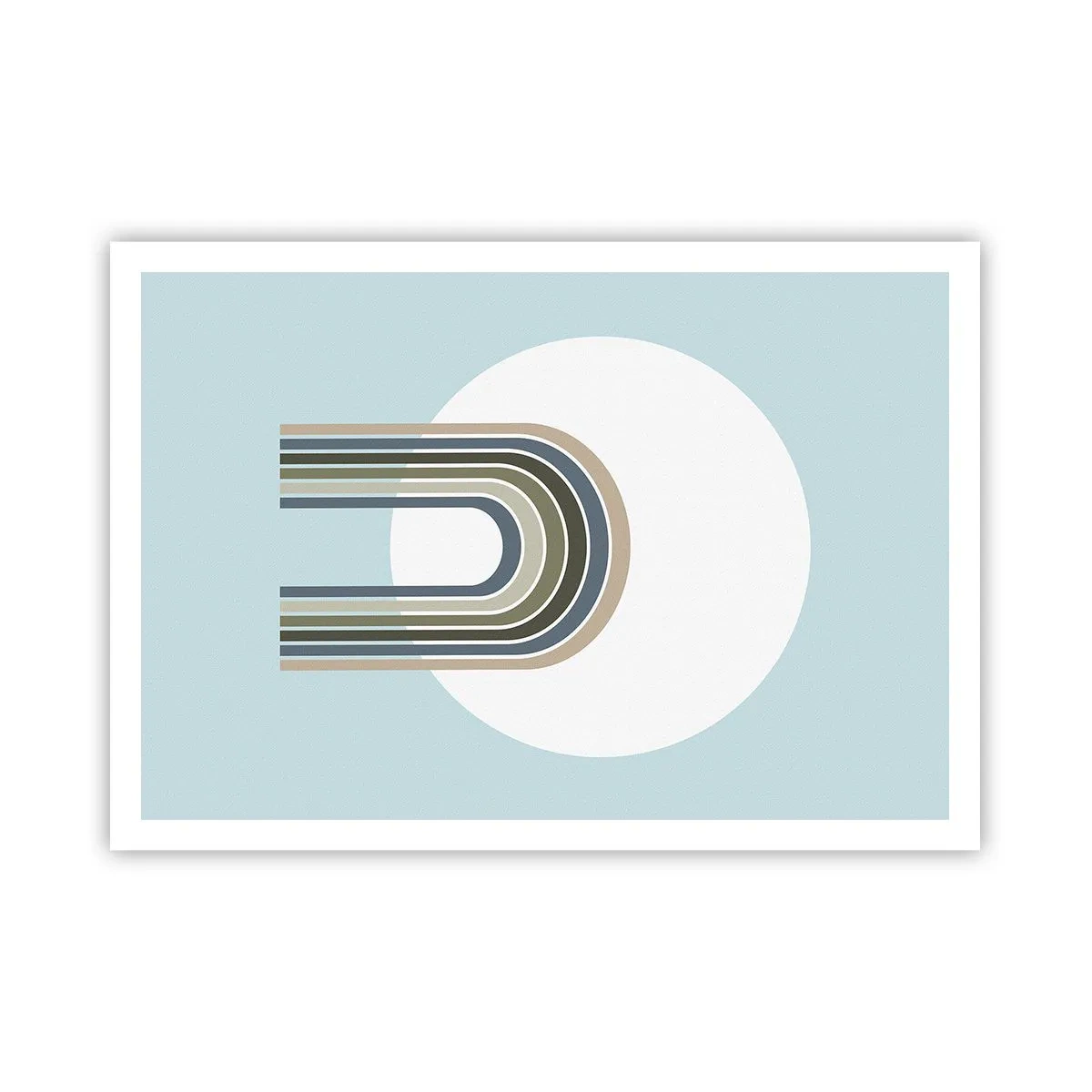 Poster - Eine minimalistische Komposition mit einem Kreis und Linien auf pastellfarbenem Hintergrund. - 100x70cm - Unwiderstehliche Anziehungskraft - Moderne Wanddekoration für Wohnzimmer und Schlafzimmer ARTTOR