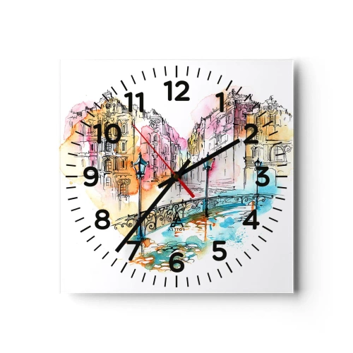 Wanduhr - Glasuhr - Das Herz der Stadt - 40x40 cm