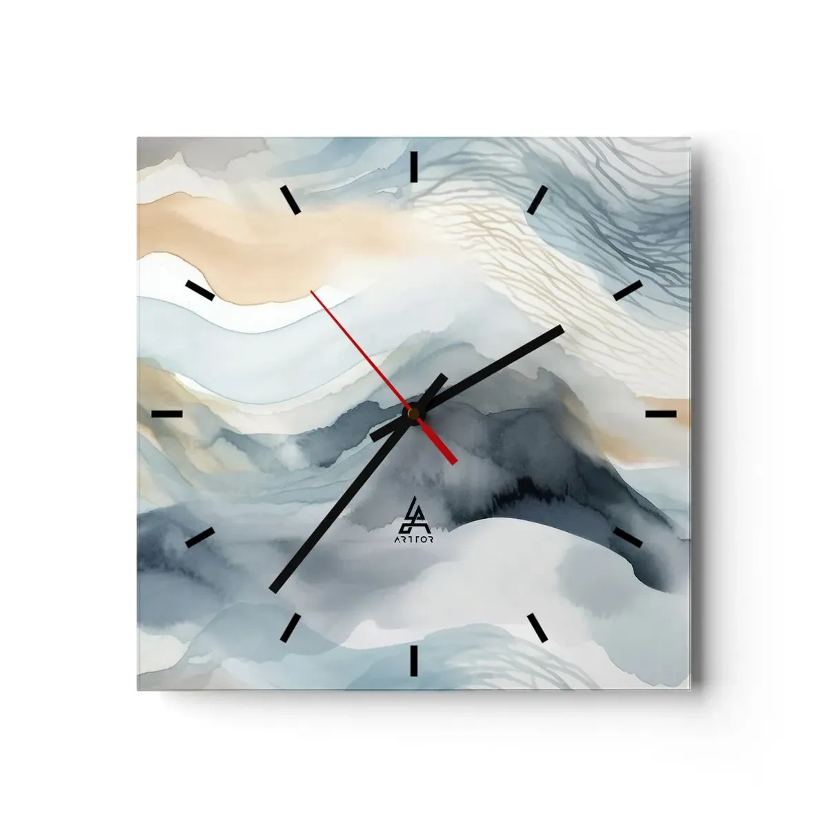 Wanduhr - Glasuhr - Verschneite und neblige Abstraktion - 40x40 cm