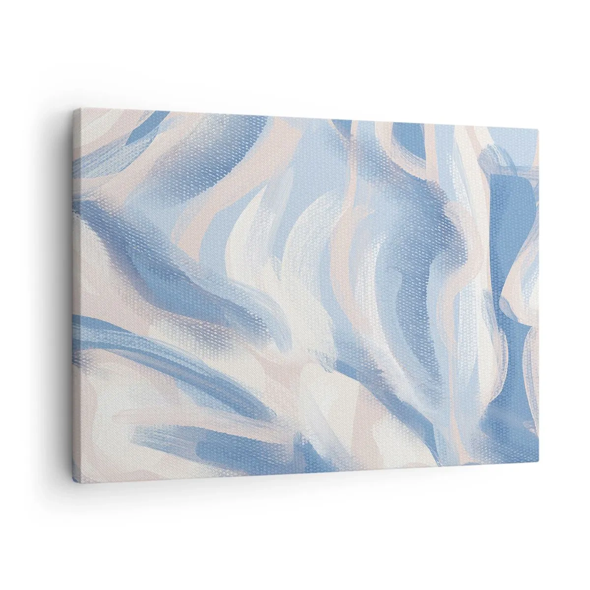 Bild auf Leinwand - Leinwandbild - Abstrakte Pinselstriche in Blau- und Beigetönen - 70x50cm - Blaue Wellen - Moderne Wanddekoration für Wohnzimmer und Schlafzimmer ARTTOR