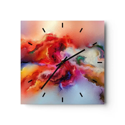 Wanduhr - Glasuhr - Bunte Abstraktion mit dynamischer Komposition - 30x30cm - Wie man Träume fängt - rauchen - Moderne Wanddekoration für Wohnzimmer und Schlafzimmer ARTTOR