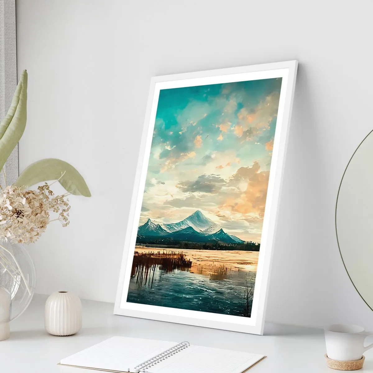 Poster in einem weißen Rahmen - Unter dem Schutz des Himmels - 30x40 cm