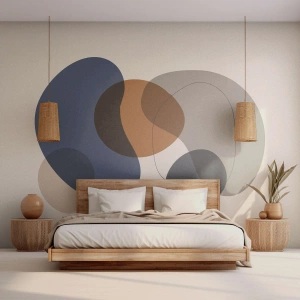 Fototapete Standard Eco - Abstrakte Formen in Marineblau- und Brauntönen - 100x70cm - Farbtropfen - Moderne Wanddekoration für Wohnzimmer und Schlafzimmer ARTTOR