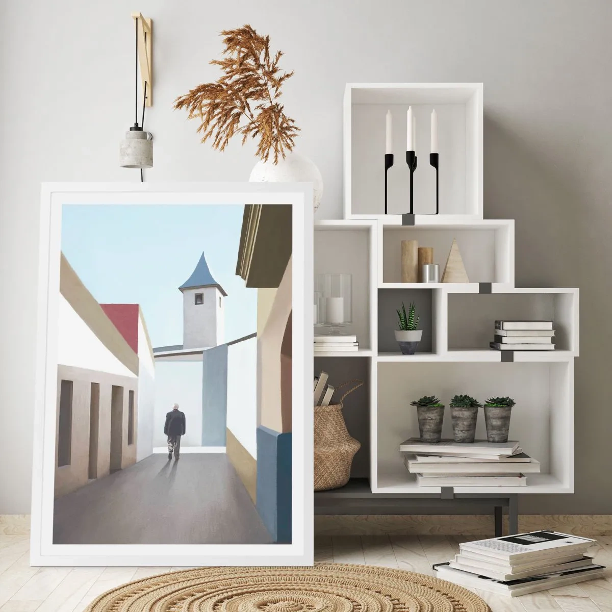 Poster in einem weißen Rahmen - Sonniger Spaziergang - 70x100 cm